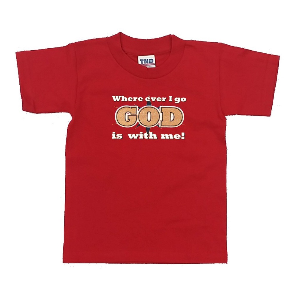 Kids T-shirt ”God is with me wherever I go”